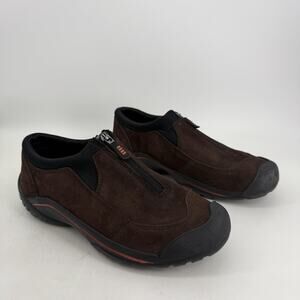 Lands' End Shoes Womens Size 6B Brown Suede Zip Slip On Comfort Walking Gorpcore